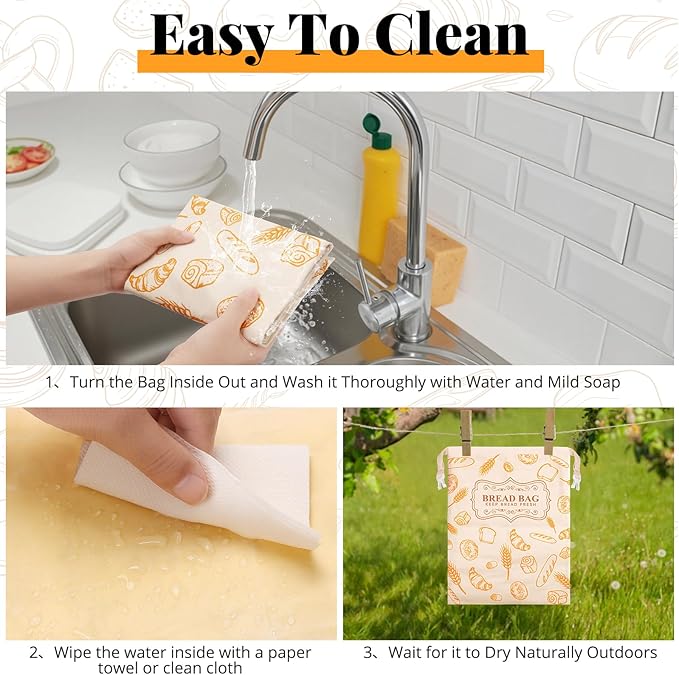 Homelove 2 Pack Beeswax Bread Bags for Sourdough Homemade Bread - Reusable Organic Linen Bag Cotton Lining Sourdough Natural Beeswax Bread Storage Bag, Keep Fresh and Upgraded XLarge Capacity Portable