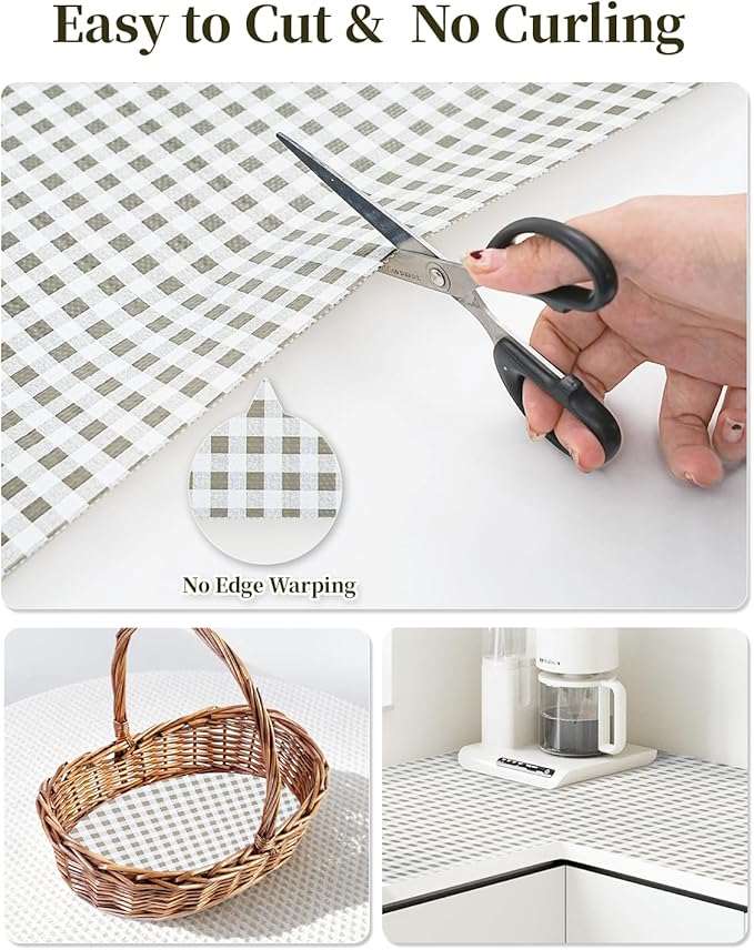 Shelf Liners for Kitchen Cabinets Non-Adhesive, Non-Slip Thickened Shelf Paper Waterproof Washable for Drawer Dresser Pantry Shelve Bathroom Protector Liner