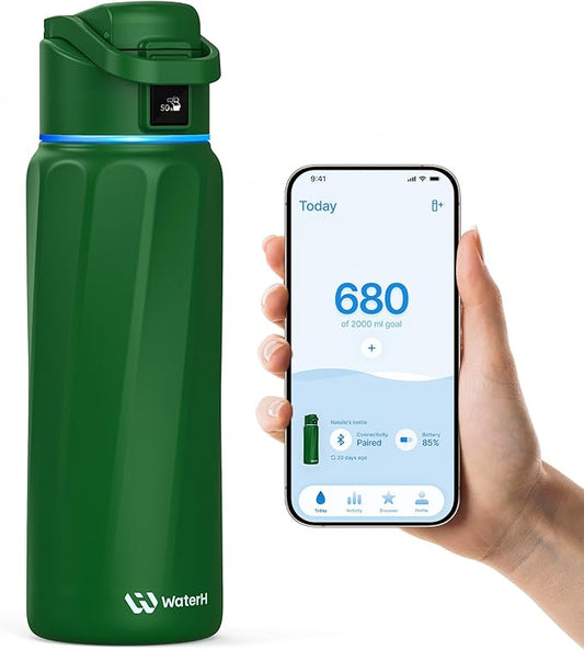 BOOST Smart Water Bottle with Reminder & Tracker, Double Wall Vacuum Insulated Bottles Stainless Steel, 32oz BPA-Free Wide Mouth for School, Gym, Office, Ideal for Father's Day