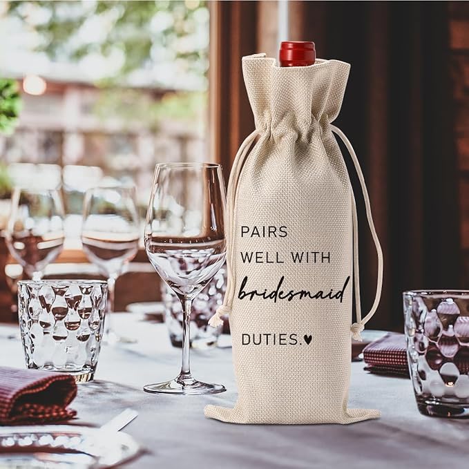 Bridesmaid Bridal Party Shower Gifts for Bridesmaids Wine Bag Pairs Well With Bridesmaid Wine Accessory Sets