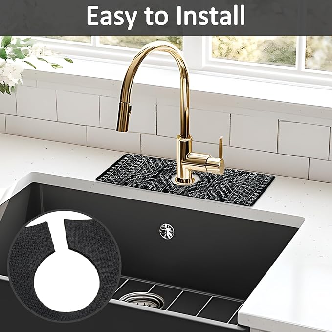 15" X 5.5" Kitchen Sink Splash Guard Faucet Mat Aztec Super Absorbent Fast Drying Faucet Guard & Draining Mat Sink Splash Guard Behind Faucet for Kitchen, Bathroom