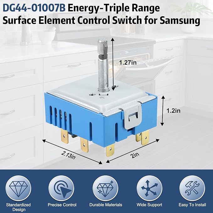 DG44-01007B PER001-13 T DG44-01007A Triple Burner Switch, For Samsung Infinite Switch, Replace For Dg44-01007b, Dg44-01007a, 160817, Per001-13 T Per001-03 T For Samsung Stove Replacement Part