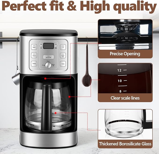 14-Cup Coffee Pot Replacement for Cuisinart Coffee Maker DCC-220, DCC-2600, DCC-2800,DCC-3200P1,CBC-7000PC,CBC-7200PC,CBC-7400PC,DCC-1800FR. Glass Carafe Replacement for Cuisinart with Sturdy Handle.