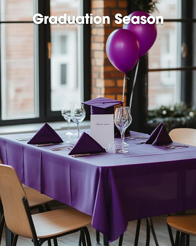 Pureegg Plastic Table Cloth Disposable 3 Pack, 54x108 Inch Rectangular Table Cloth, Leakproof Table Cover for Picnic, Graduation Party Tablecloths, Graduation Decorations Class of 2026, Purple