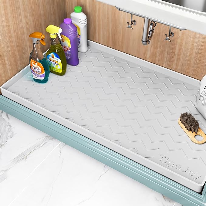 TigeJoy 22" x 22" Under Sink Mats for Kitchen Waterproof, Leak-Proof Silicone Mat Sink Protector and Cabinet Liner, Kitchen Essentials Organizer and Storage, Boot or Shoe Tray, Pet Feeding Mat