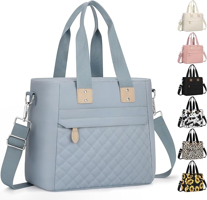 Insulated Lunch Box for Women & Men - Large Thermal Lunch Bag Women with Removable Shoulder Strap, Reusable Lunch Cooler Tote Bags Purse for Adults Work, Picnic, Hiking, Beach, Travel, Medium，Blue