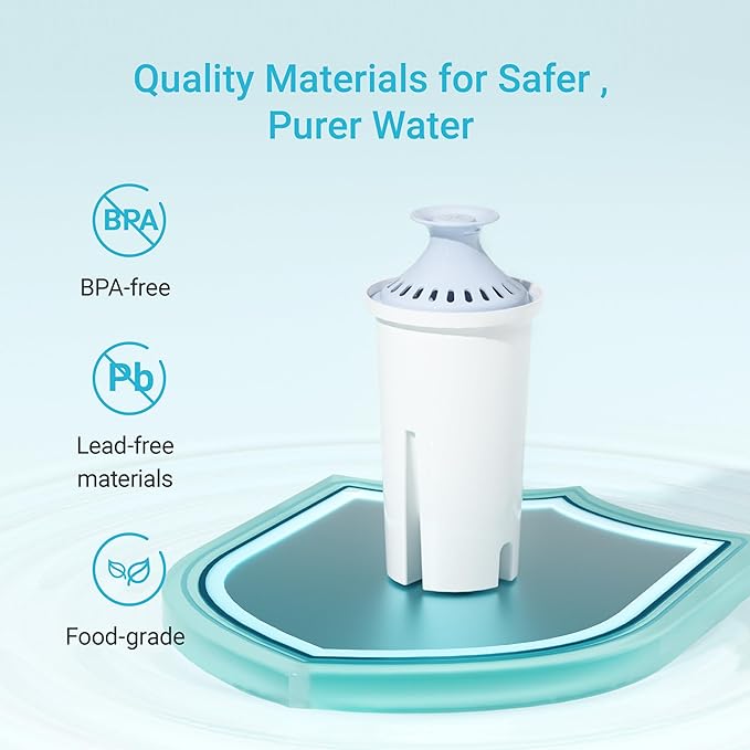 AQUA CREST 06-AL Alkaline Water Filter, Replacement for Brita® Filter, Brita® Pitchers and Dispensers, Everyday, UltraMax, Metro+, XL and More, NSF Certified, Increases Water PH, 3 Pack