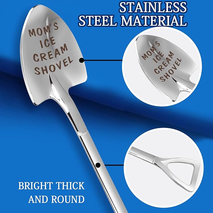 stormroo Gifts for Mom mother's day gifts Ice Cream Spoon Scoop for Ice Cream Lovers, Gifts for Women Funny Engraved Stainless Steel Spoon Shovel, Birthday, Mothers Day Gifts for Her