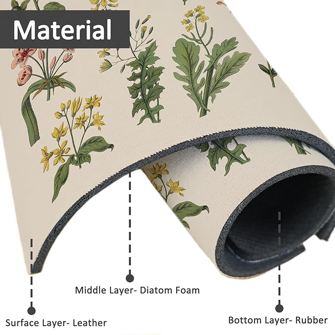 2PCS 15" X 5.5" Kitchen Sink Splash Guard Faucet Mat Floral Super Absorbent Fast Drying Faucet Guard & Draining Mat Sink Splash Guard Behind Faucet for Kitchen, Bathroom