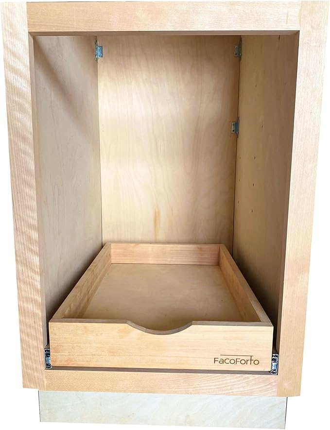 Kitchen Cabinet Organizer, Fully Assembled Drawer Wood Pull Out Tray Drawer Box Cabinet Slide Out Shelve, Wooden Pull-Out Shelf (W21''×D21''×H3'')