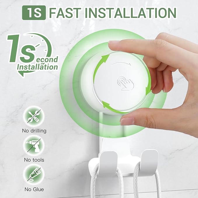 LUXEAR Suction Hooks Powerful Vacuum Suction Cup Hooks-6PACK Razor White