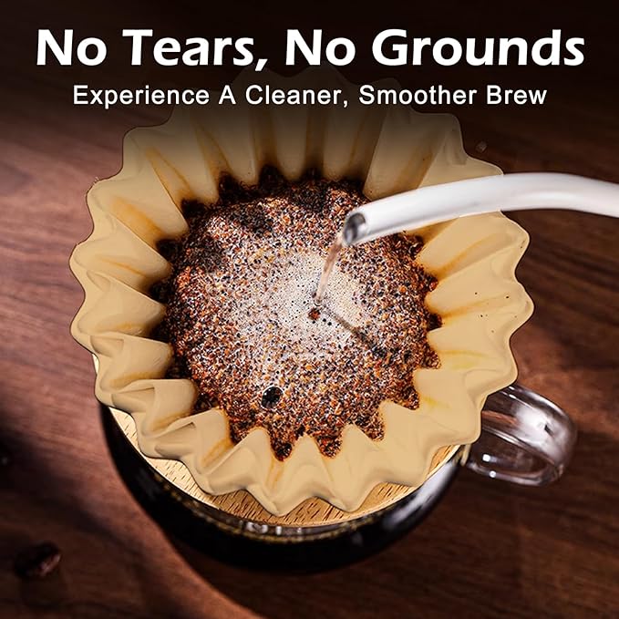 5 Cup Coffee Filter, 100 Count Unbleached Natural Small Basket Disposable Paper Coffee Filter for 4-5 Cup Coffee Maker Pour Over Pot, Suitable for Home Coffee Shop Business Commercial (Brown)