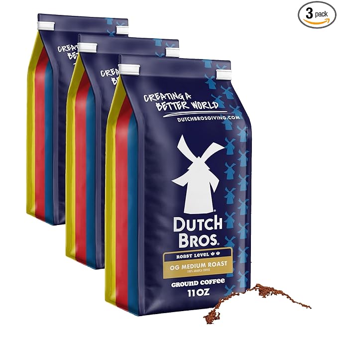 Dutch Bros® OG Medium Roast, Ground Coffee, Bagged 11oz (Pack of 3)