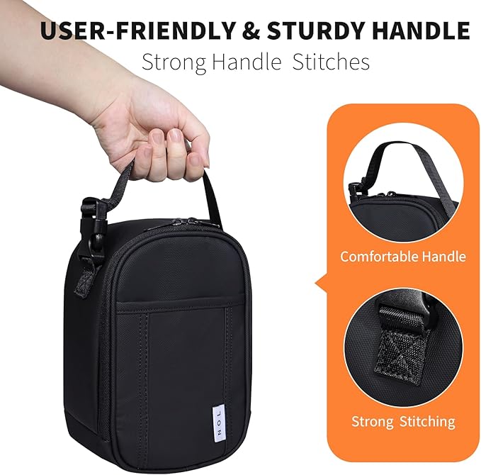 NOL Natural Organic Lifestyle Insulated Lunch Bag for Adult - Snack Bag Lunch Cooler Bag Soft Lunch Tote Bag for Work, Black