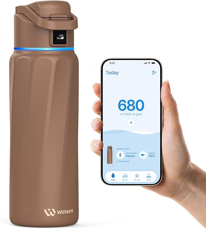 BOOST Smart Water Bottle with Reminder & Tracker, Double Wall Vacuum Insulated Bottles Stainless Steel, 32oz BPA-Free Wide Mouth for School, Gym, Office, Ideal for Father's Day