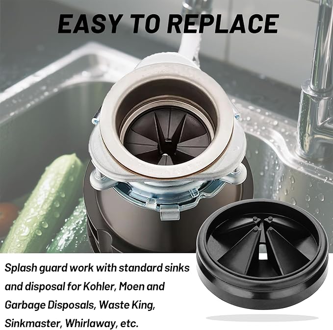 3 3/8" Garbage Disposal Splash Guard QCB-AM for Insinkerator Evolution Series, Removable Quiet Sink Rubber Drain Insert, 2026 Upgrade New Design Garbage Disposer Accessories by Katewei