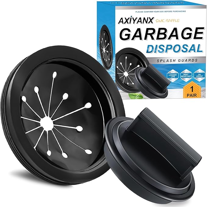 3 1/8" Inch Garbage Disposal Splash Guard with Garbage Disposal Drain Cover for Sink,Rubber Garbage Guard and Garbage Disposal Stopper for Whirlaway, Waste King, and GE Models (Black 3 1/8 in)