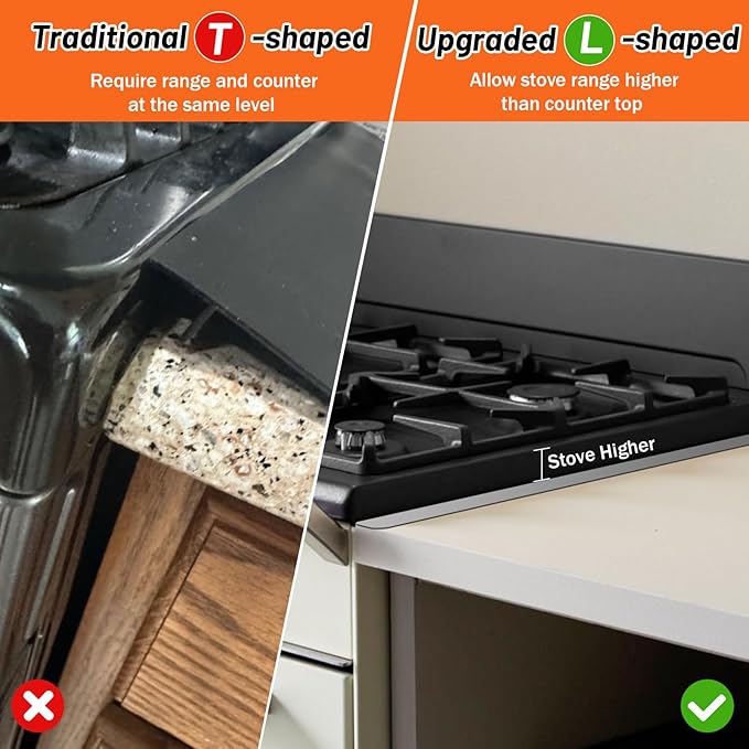 Stainless Steel Stove Gap Covers (2PCS),Stove Gap Filler,Range Trim Kit,Stove Gap Guard for Kitchen Oven Between Stovetop and Counter,Easy Clean Heat Resistant,Adjustable Length 13.8'' to 27.5''Silver
