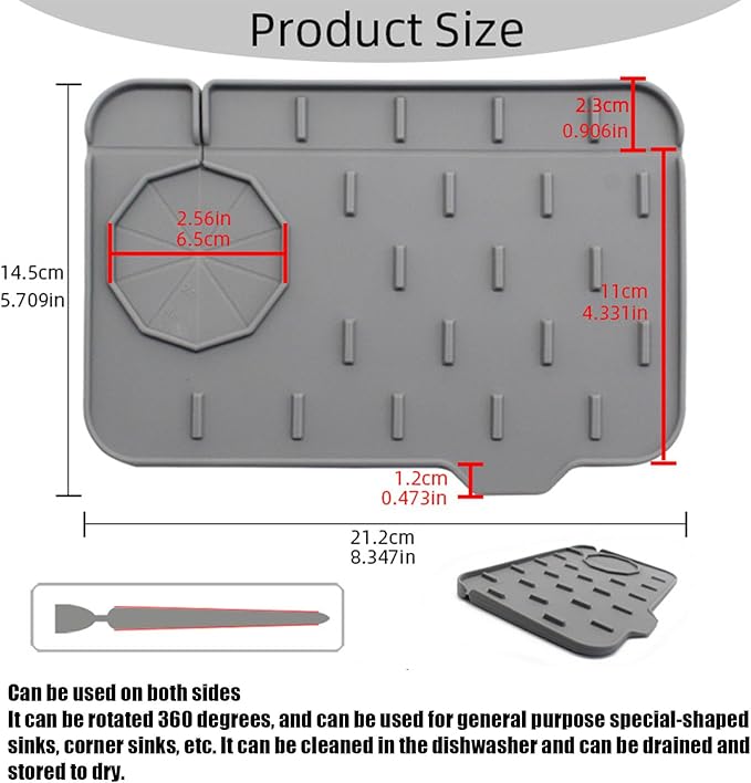 Sink Splash Guard, Pack of 2 Mini Kitchen Faucet Mat, Can be Used on Both Sides, Tap Sink Splash Guard, Splash Guard, Suitable for Kitchen Sink, Bathroom, Corner Sink, Protect Worktop (Black)