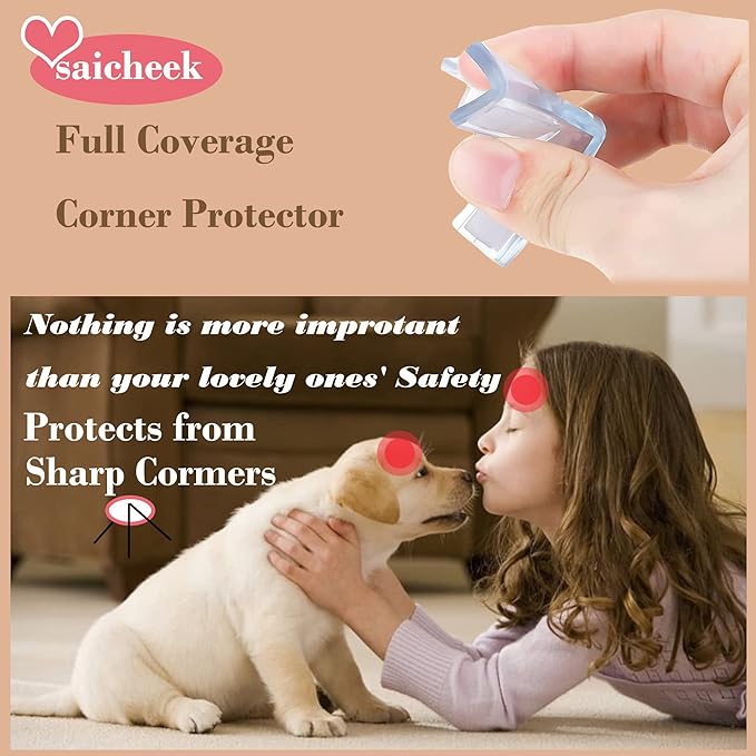 12Pcs Large(Length: 1.7inch) Silicone Corner Protector Baby Proofing,Table Corner Protectors for Baby,Strong Adhesive T Shaped Baby Head Protector Table Corner Protectors for Furniture