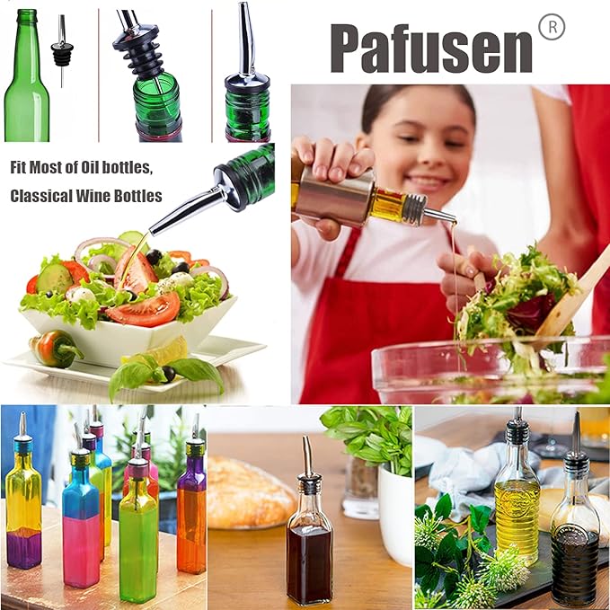 Pafusen 24 Pack Liquor Bottle Pourers, Liquor Pour Spout for Liquor Bottles, Stainless Steel Olive oil Dispenser Spout, Alcohol Pourer Spouts Dust Caps Long Covers, Gold