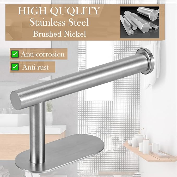JOPOFI Toilet Paper Holder - Self Adhesive Toilet Paper Holder Wall Mount for Bathroom, Command Strip Stainless Steel Toilet Paper Roll Holder Stick On Wall, No Drilling - Brushed Nickel