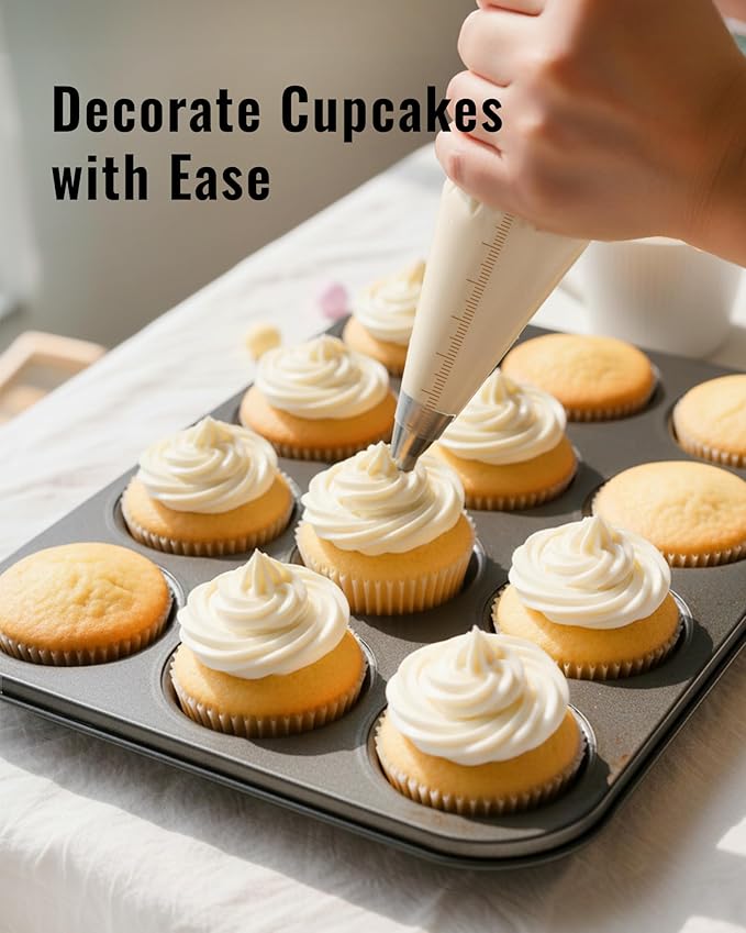 Bake Choice 12 Inch Piping Bags, 100PCS Thickened Disposable Pastry Bags, Anti Burst Icing Bags for Cream Frosting, Non-slip Frosting Bags, Cake & Cookie Decorating Supplies