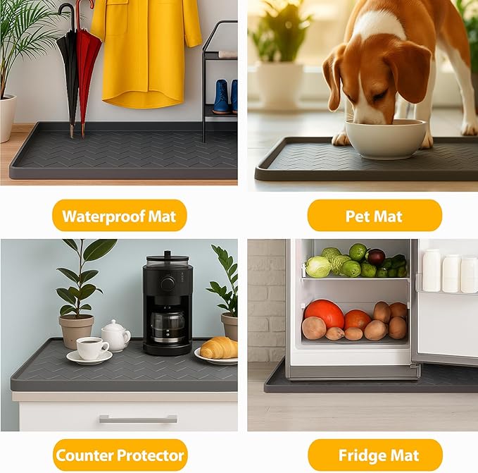 TigeJoy 19" x 19" Under Sink Mats for Kitchen Waterproof, Leak-Proof Silicone Mat Sink Protector and Cabinet Liner, Kitchen Essentials Organizer and Storage, Boot or Shoe Tray, Pet Feeding Mat