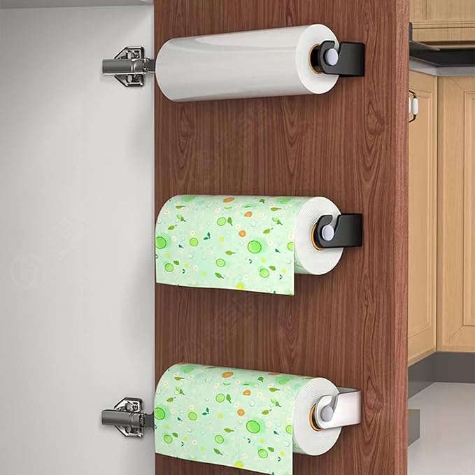 Aheucndg Paper Towel Holder for Kitchen, Wall Mount Paper Towel Holder, for Kitchen or Bathroom Self-Adhesive or Drill Mounting Paper Roll Holder Under Cabinet (Silvery 2Pack)