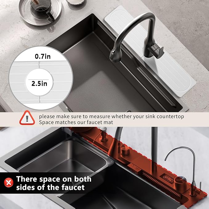 Stone Faucet Mat for Kitchen Sink, Diatomite Fast Drying Absorb Moisture Tray, Prevents Water Buildup, Durable Anti-slip Splash Guard Sink Protector (White, 20“x4”)