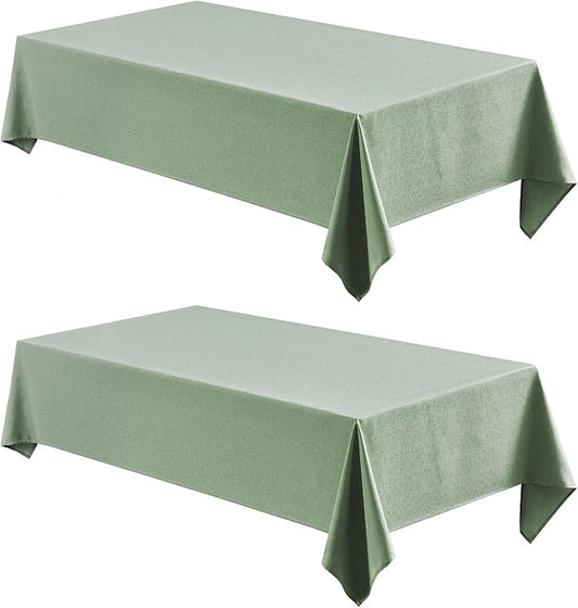 Veblandy 2 Pack Rectangle Tablecloth, 60x104 inch, Water Resistant Wrinkle Free Linen Textured Table Cloth Washable, Decorative Fabric Table Cover for Dining, Party and Camping, Sage Green