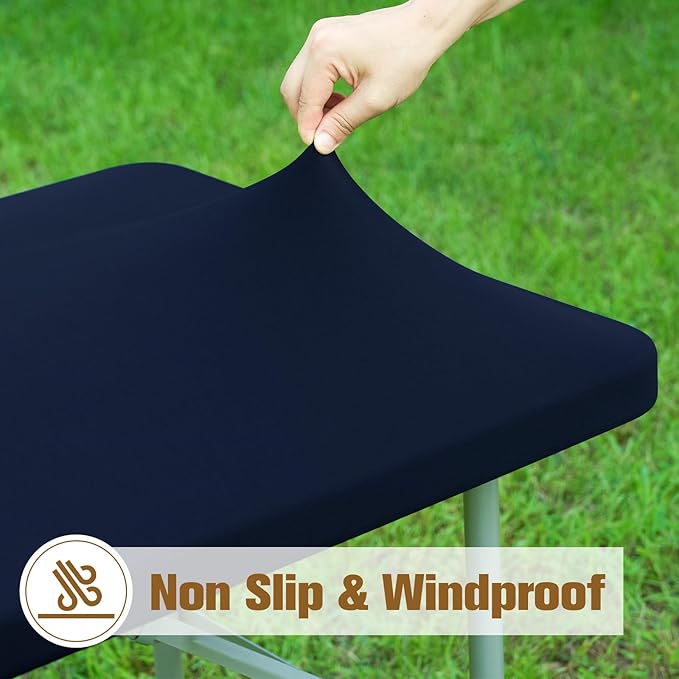 NEWISHER Fitted Rectangle Tablecloth 36 x 72 Inch Elastic Spandex Polyester Table Cover Navy Washable Table Top Cap for Dining Picnic Camping Indoor Outdoor