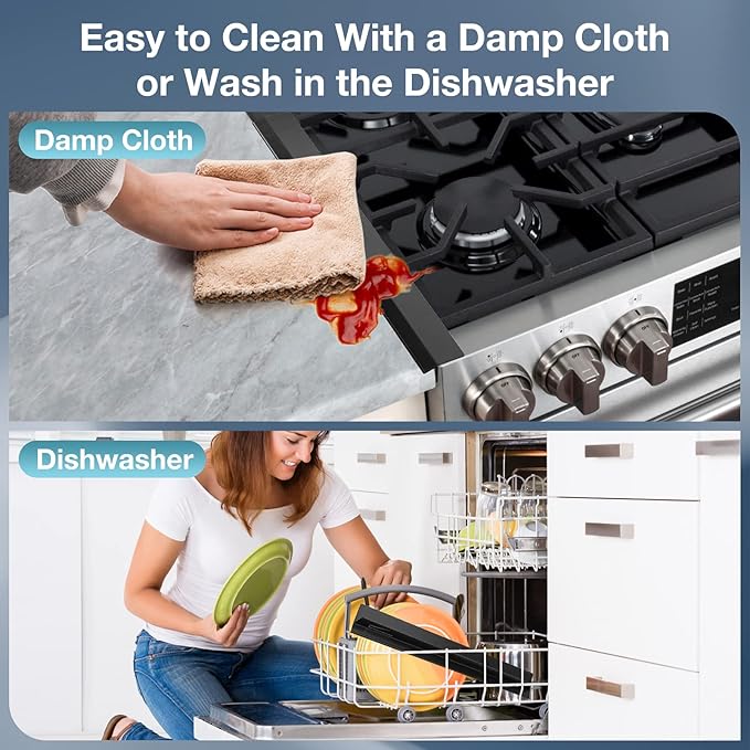 2PCS Kitchen Stove Counter Gap Covers, Stainless Steel Stove Gap Guard, Cooktop Trim Kit, Stove Gap Guards, Oven Gap Filler, Heat Resistant & Effectively Protect Stove Gap Filler(13.8"-27.5" Black)