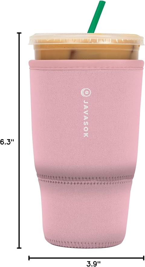 Sok It JavaSok Iced Coffee & Cold Soda Insulated Neoprene Cup Sleeve (Millennial Pink, Large: 30-32oz)