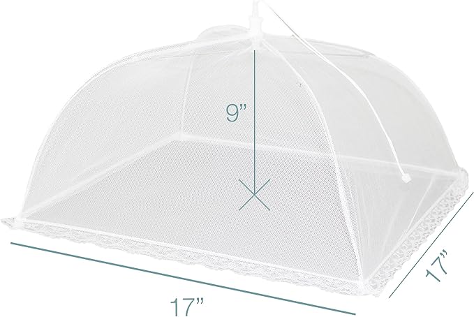 Simply Genius Mesh Food Covers - 12-Pack, 17in x 17in, White - Outdoor Kitchen & Picnic Accessories - Hosting Essentials for Glamping & Tailgating