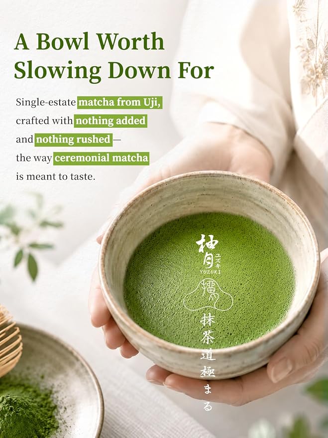 YUZUKI Matcha Powder 40g - Japanese Ceremonial Grade Matcha Green Tea Powder - First Harvest - Product of Japan, Uji Kyoto - Zero Sugar (1.4 oz）