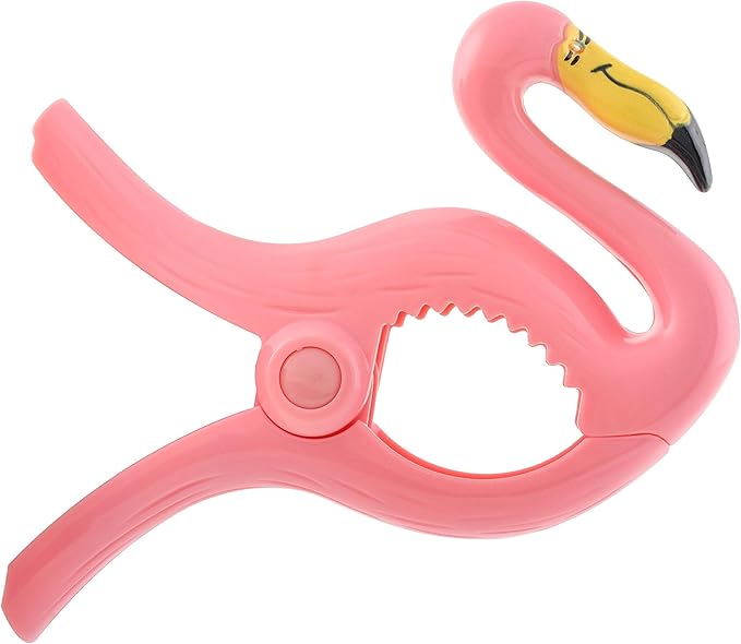 O2COOL Bocaclips - Beach Towel Clips for Beach Chairs, Patio and Pool Accessories - (Flamingo) 2 Count