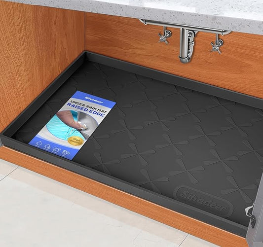 SIKADEER 34" x 22" Under Sink Mat Waterproof, Silicone Mat Kitchen Drawer Shelf and Cabinet Liner, Sink Protector for Kitchen Organizers and Storage, Boot Tray Pet Food Mats