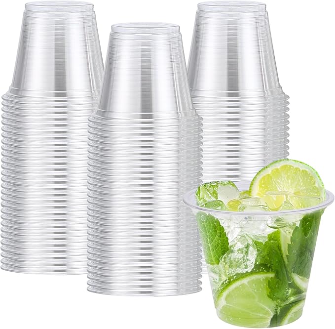 Clawsoff 50 Pack 9 oz Clear Plastic Cups, Disposable Parfait Cups No Lids, Fruit Cup, Clear PET Cup for Dessert, Cold Drink, Ice Cream, Salad