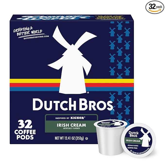 Dutch Bros Irish Cream Flavored Coffee inspired by Kicker®, 32 Count, Medium Roast, Single Serve Coffee Pods for Keurig K-Cup Brewers