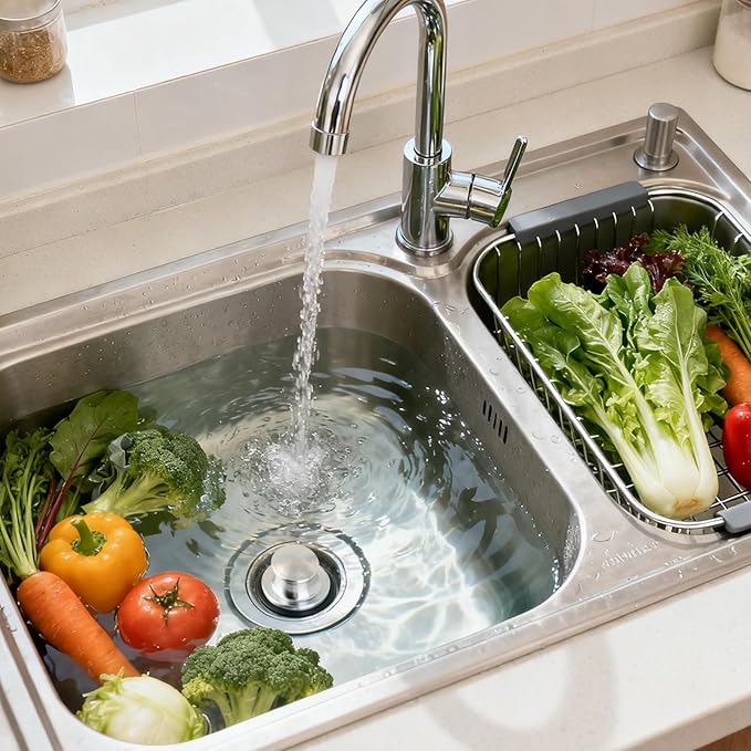 Garbage Disposal Stopper with Splash Guard, for Insinkerator Kitchen Sink Drain Plug Brushed Stainless Steel with 3 3/8" EPDM Splash Guard Set Ullnosoo