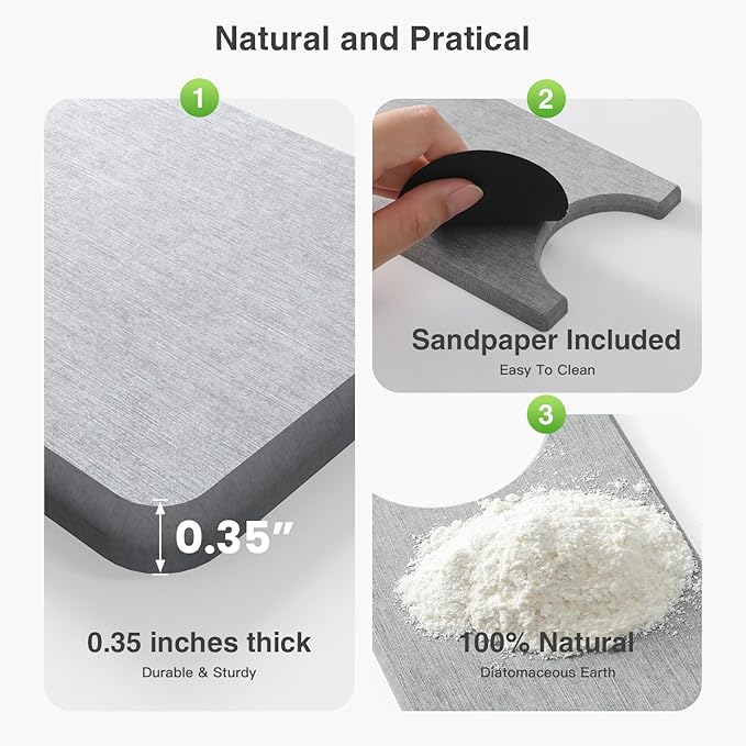23.6" x 4" Stone Faucet Mat for Kitchen Sink, Quick Drying Diatomite Sink Tray, Faucet Sink Splash Guard for Prevents Moisture Buildup (Light Gray)