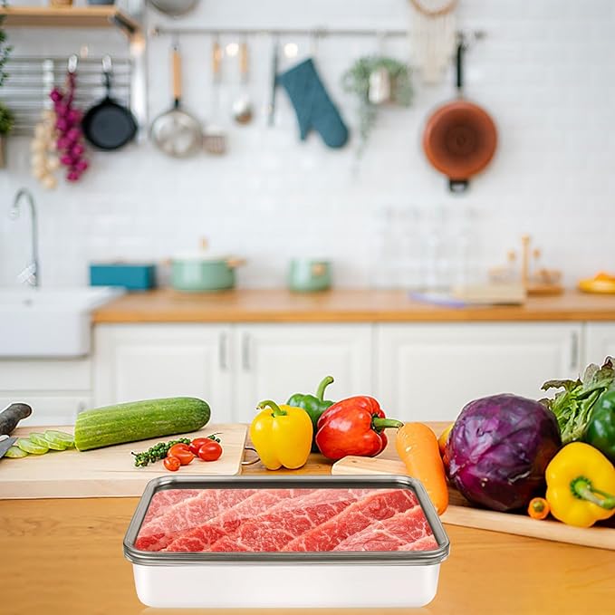 2 Pcs Cheese Container | Deli Meat Storage for Refrigerator, Stainless Steel Luncheon Meat Storage with Lid Containers for Fridge, Food Container for Kitchen