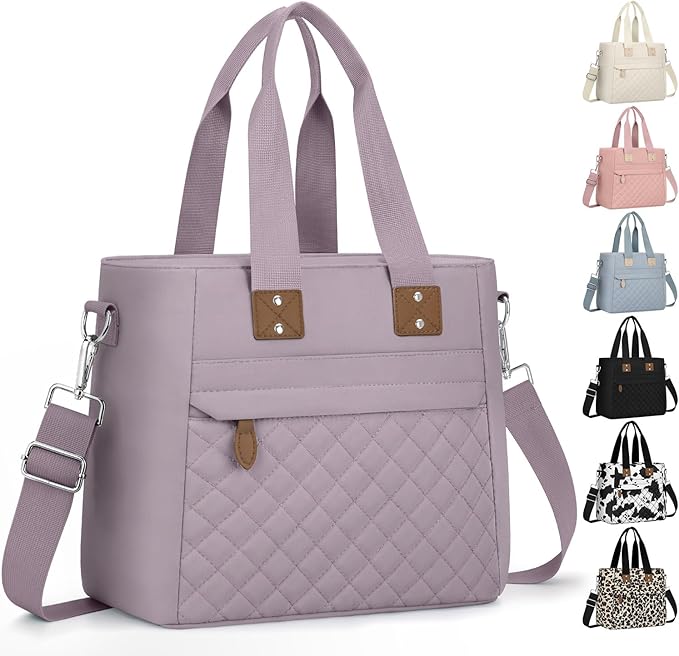 Capolo Insulated Lunch Box for School - Large Thermal Lunch Bag Women with Removable Shoulder Strap, Reusable Lunch Cooler Tote Bags Purse for Adults Work, Picnic, Hiking, Beach, Travel, MediumPurple