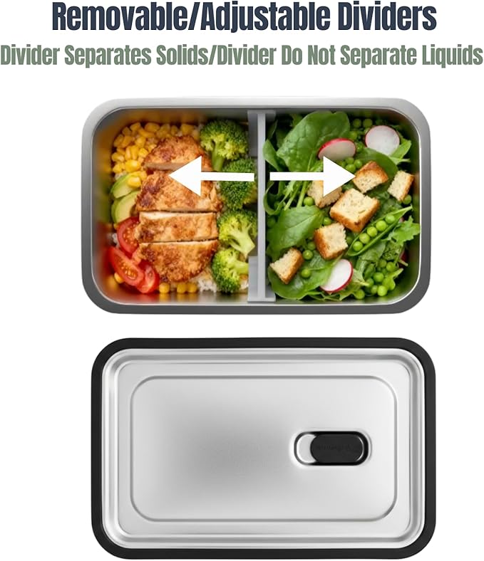 Modaniam Stainless Steel Bento Box Adult, 42 OZ, Stainless Steel Lunch Box Containers, Metal Lunch Box, Leak proof Lunch Containers,Black