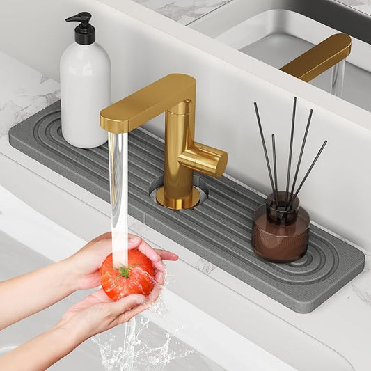 Stone Quick Dry Faucet Mat for Kitchen Sink [Diatomite Super Fast Drying] Stone Faucet Mat for Kitchen Sink Splash Guard Sinks Stones Quick Dry around Faucets Stones Drying Bathroom Quick Stones Mat