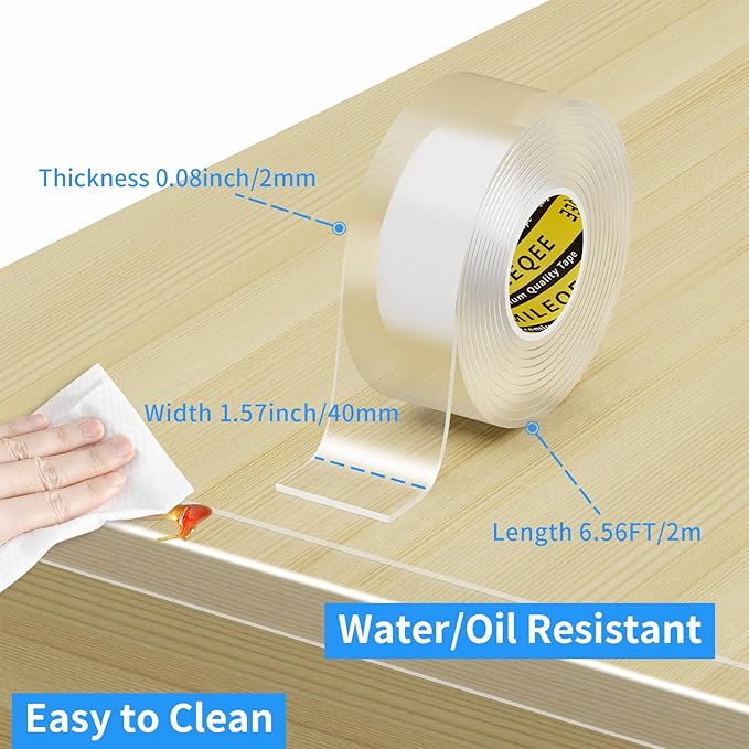 Clear Edge Protector Strip, 1.57in x 6.56FT, Sharp Edge Wrap Cover Tape, Self Adhesive Protective Bumper Guards for Cabinet Door Desk Glass Table Bed Furniture, Kitchen Countertop