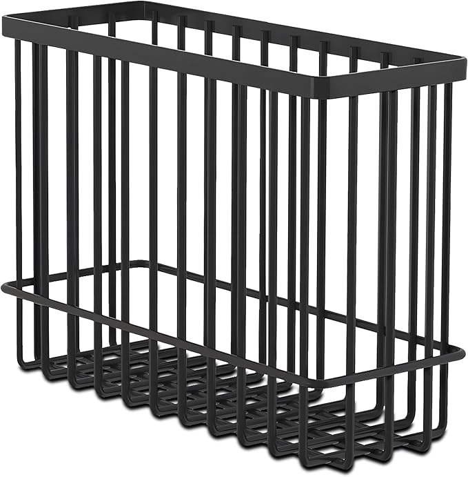 2 Pack Cabinet Door Organizer, Foil and Plastic Wrap Organizer, Wall Mounted Kitchen Organizers and Storage Wire Basket, Pantry Door Storage Kitchen Wrap, Black