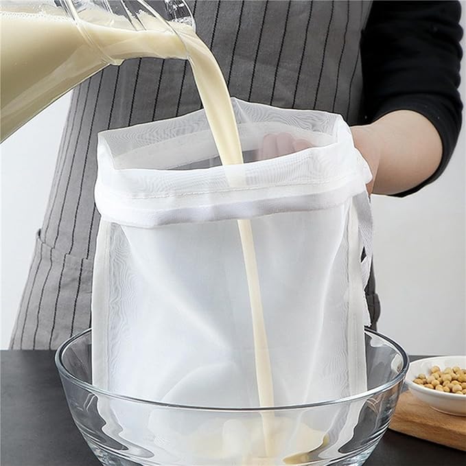 Reusable Fine Mesh Strainer Bag, Multi-Use Nylon Filter for Nut Milk Brewing & Juice Extraction, Food Grade Filtration Bag (6PCS)