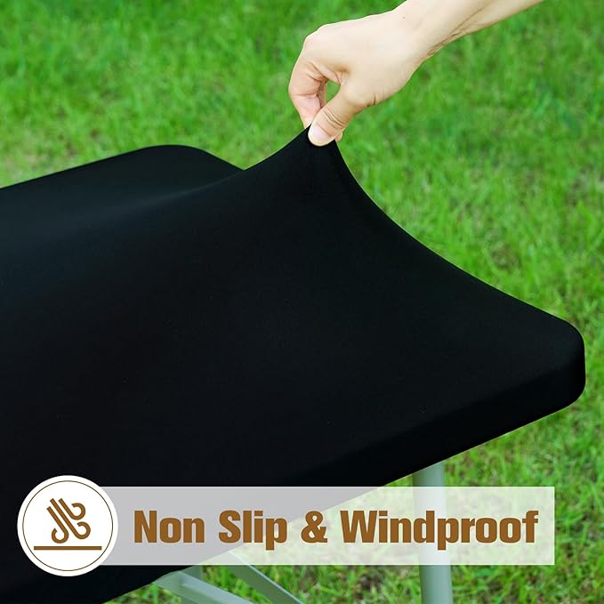 NEWISHER Fitted Rectangle Tablecloth 36 x 48 Inch Elastic Table Cloth Stretch Spandex Table Cover Black Washable Polyester Table Top Cap Cover for Dining Picnic Camping Indoor and Outdoor